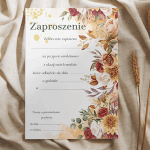 zaproszenie urodzinowe jesienne kwiaty